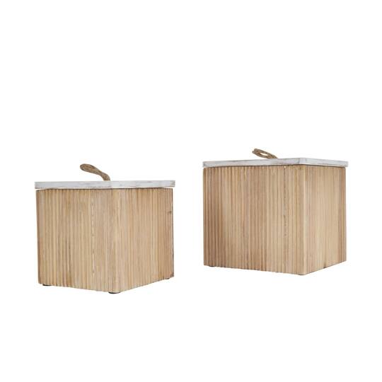 Light Brown Box Set with Whitewashed Wood Lids